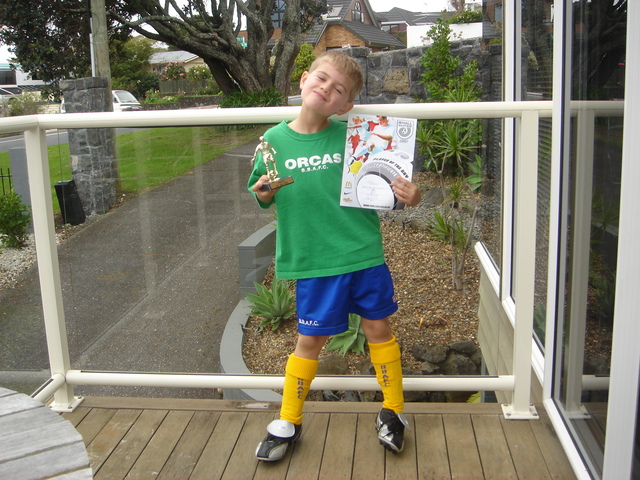 Soccer I won the player of the day.