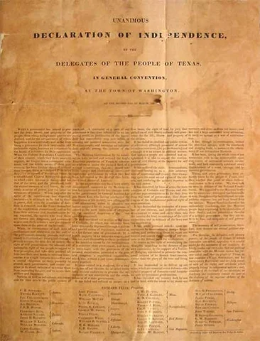 1836 Texas declares independence