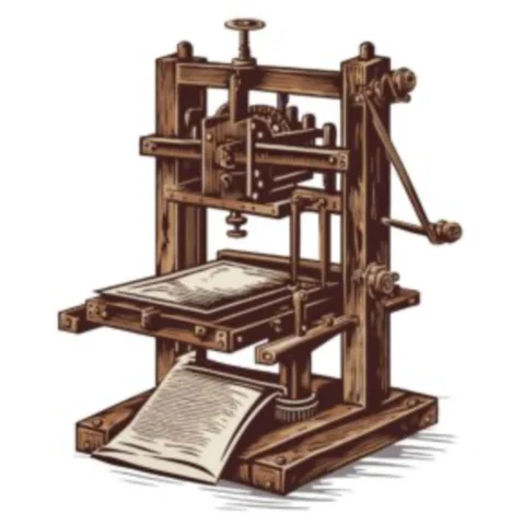 Invención de la imprenta de Gutenberg.