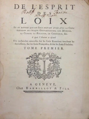 Montesquieu publishes The Spirit of Law