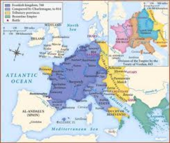 the map of the charlemagne and frankish kingdom