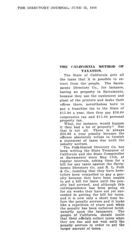 California Method of Taxation