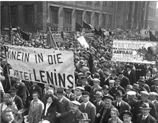 May Day 1930: Pro-communist Berliners express admiration of Soviet Russia.