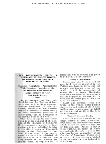 Chamber Completes Arrangements With Directory Publishers