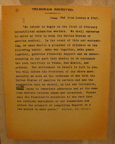 U.S. Intercepts the Zimmerman Note