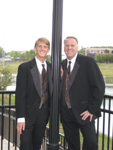 This is a picture of my dad and I getting ready for his son/my brother's older son's wedding