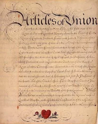 The Act of Union between England and Scotland.