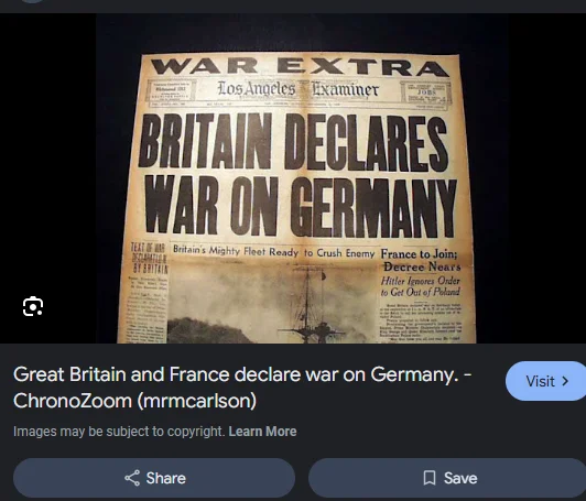 Great Britain Declares War on Germany