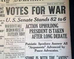 Senate voted in support of the measure to declare war on Germany