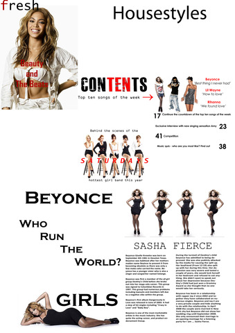 Completed plan for front cover, contents page and double page spread