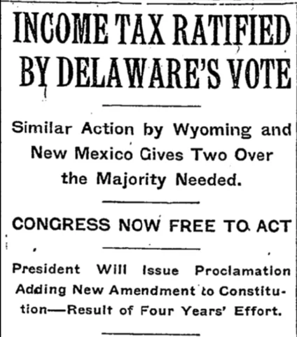 The 16th Amendment is Passed