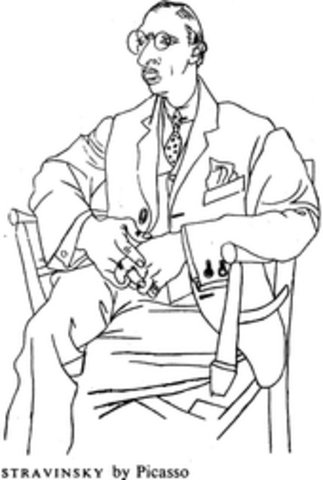 Creates caricature of Igor Stravinsky