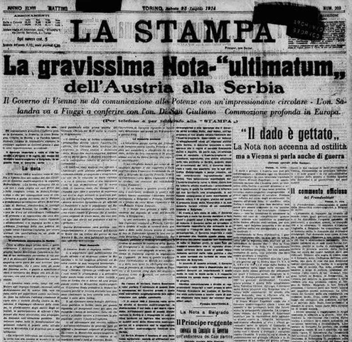 Ultimatum dell'Austria Ungheria alla Serbia