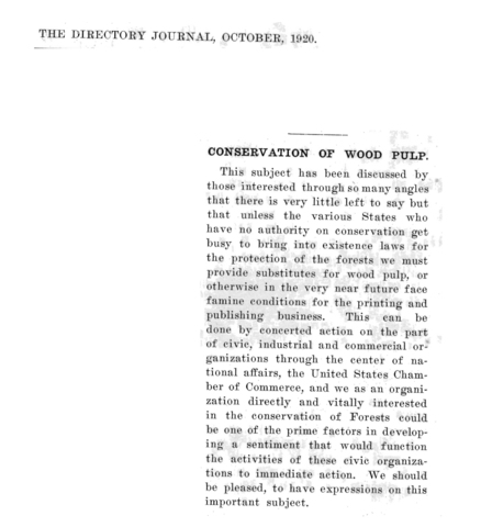 Conserrvation of Wood Pulp