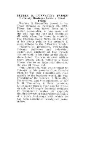 Reuben H. Donnelly Passes