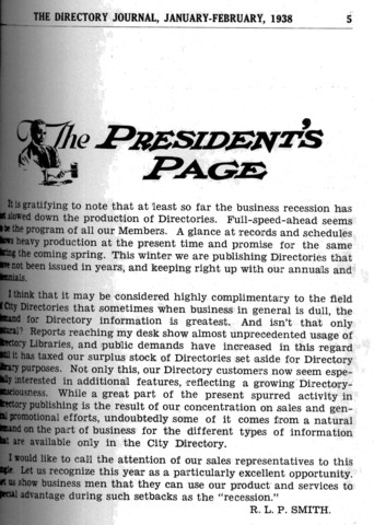 Directory Information Greatest When Business SLow