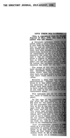 Give All A Chance To Advertise