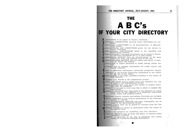 ABC's Of Your City Directory