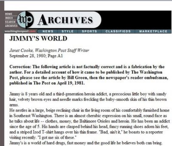 Janet Cooke Pulitzer