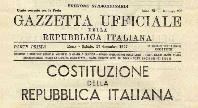 Entra in vigore la Costituzione Italiana