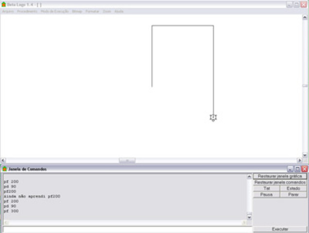 Estágio usando software educacional Logo (aquele da tartaruguinha)