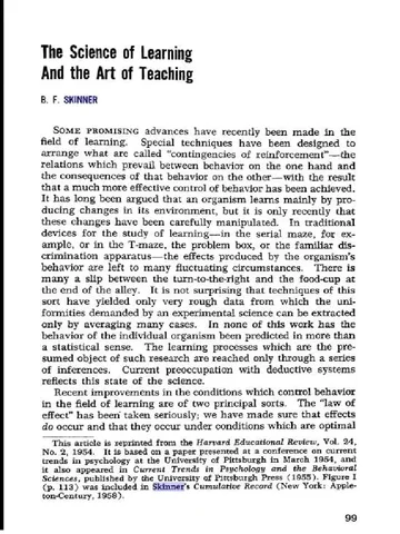 “The Science of Learning and the the Art of Teaching”