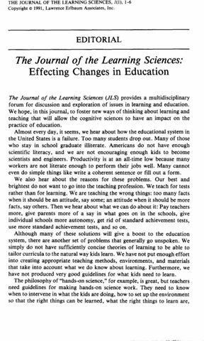 Journal for Learning Sciences