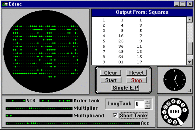 The EDSAC performs its first calculation