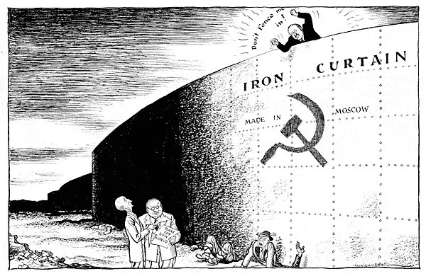 An Iron curtain descends across Europe