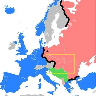 An iron curtain descends across Europe.