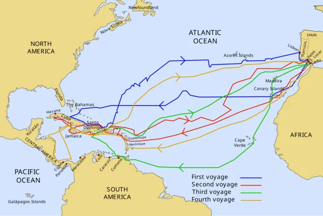Christopher Columbus’s voyage leads to the European discovery of the Americas.