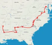 Freedom bus riders route