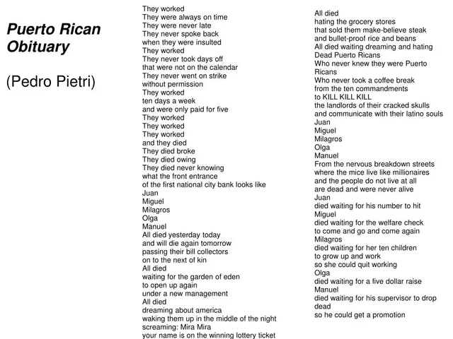 Puerto Rican Obituary - Pedro Pietri