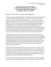 Address to the Commonwealth Club of California - Cesar Chavez