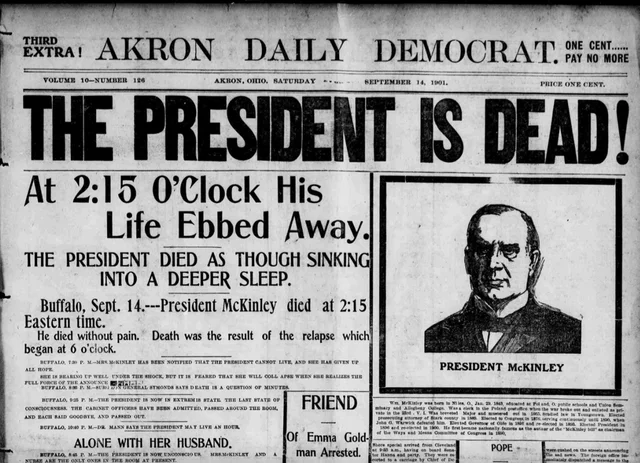 Named President when McKinley is assassinated