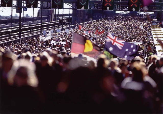 The march across the Sydney Harbour Bridge