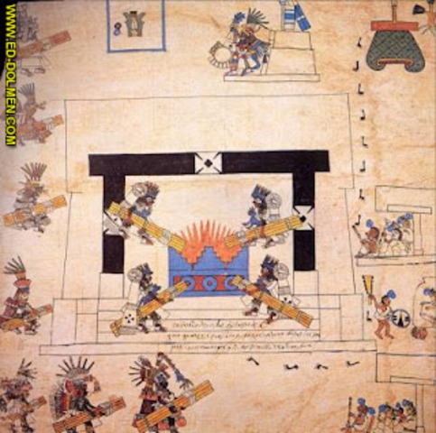 D.C. Celebración de la ceremonia del Fuego Nuevo en Tenochtitlan.