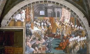 El Papa León III corona a Carlomagno como emperador del Sacro Imperio Romano Germánico, reforzando la alianza entre la Iglesia y los monarcas francos.