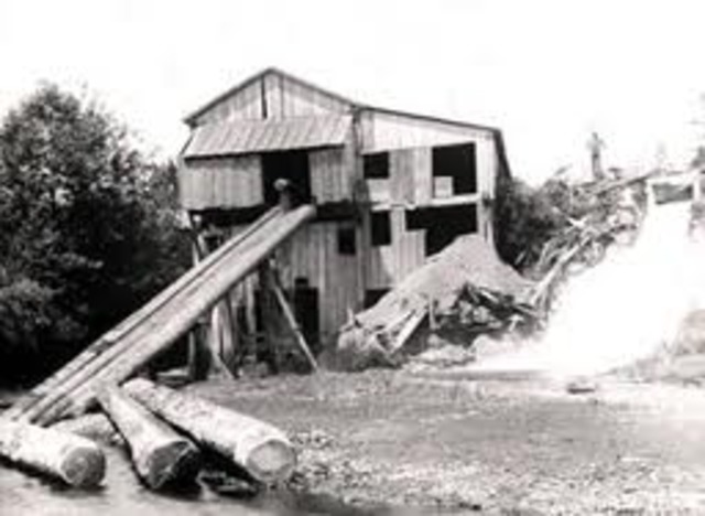 Building of first lumber mill in the Pacific Northwest