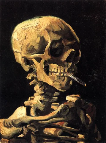 Skull with Burning Cigarette (post-impressionism)