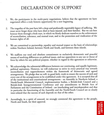 April 1998 The Belfast Agreement