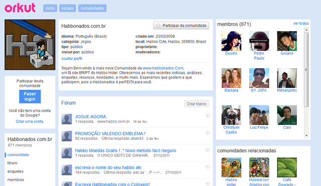 Habbonados cria sua comunidade no Orkut