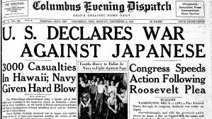 Japan declares war on the U.S and Britain