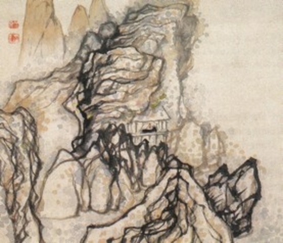 Man in a House Beneath a Cliff - Shitao*