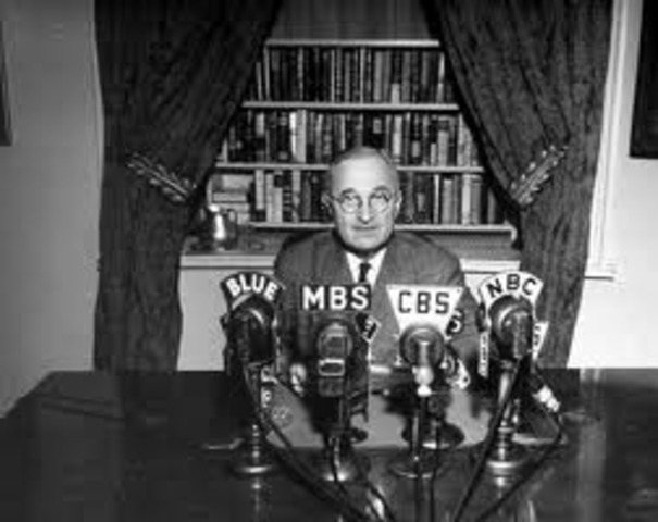 Harry Truman becomes the first president to address the nation on TV from the White House.