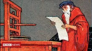 Invenção da imprensa por Johannes Gutenberg.