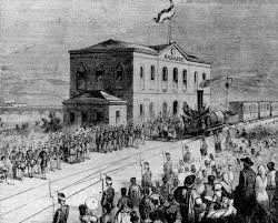 Inauguración de la primera línea de ferrocarril en Portugal