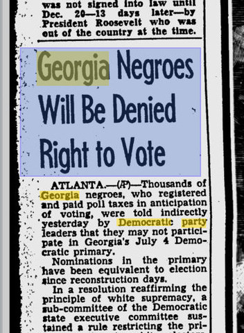 White Primary Is Abolished in Georgia