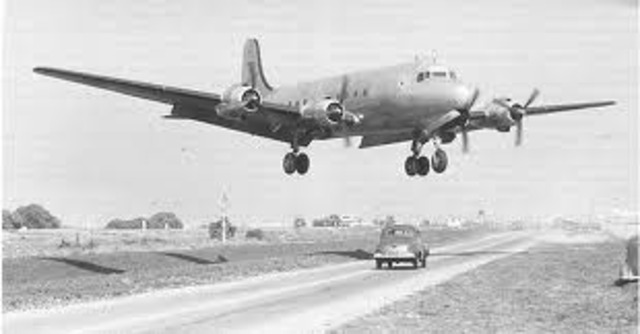 Douglas DC-4E makes first test flight