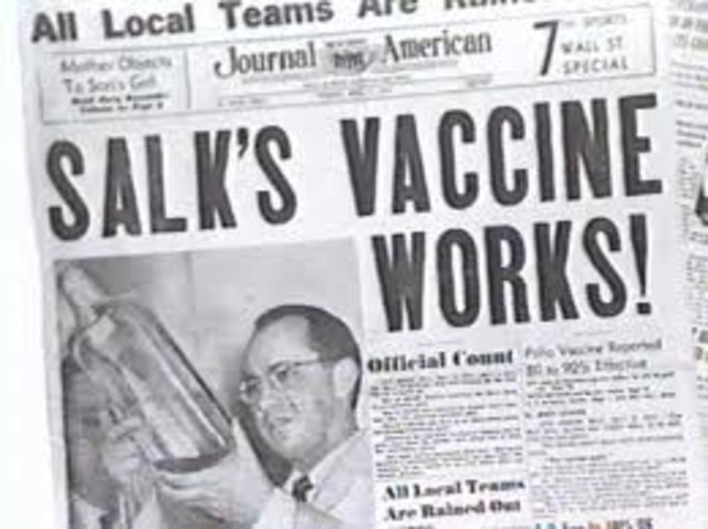Polio vaccine announced to the world by Dr. Jonas Salk and Dr. Thomas Francis.